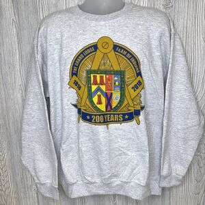 The Grand Lodge F&AM of Indiana 200 Years Sweatshirt 1818-2018 Size Large Gray